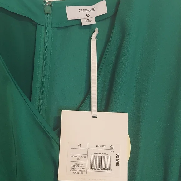 Cushnie for Target Emerald Green Faux Wrap Long Sleeved Dress Size 6 NWT - Picture 12 of 16